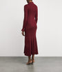 Self-Portrait Burgundy Rib-Knit Midi Dress