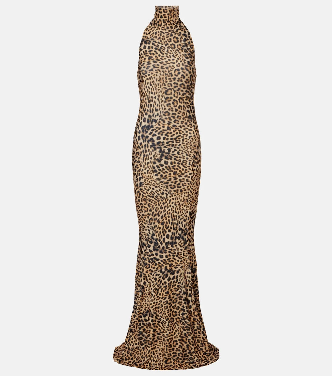 Norma Kamali - Printed turtleneck jersey gown