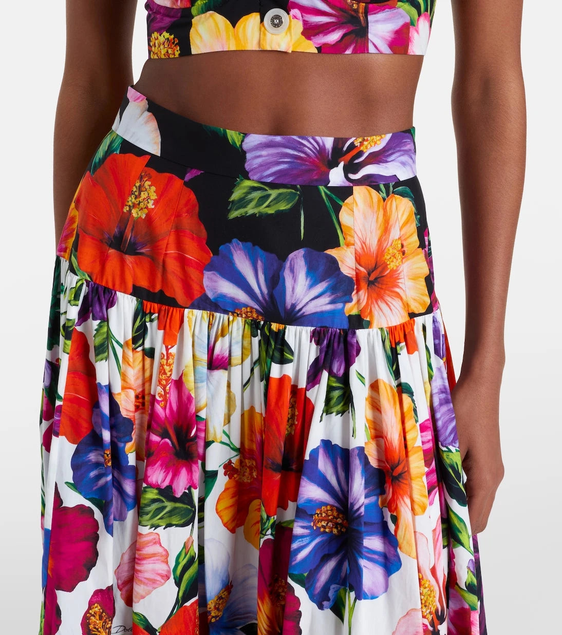 Dolce&Gabbana - Floral tiered cotton maxi skirt