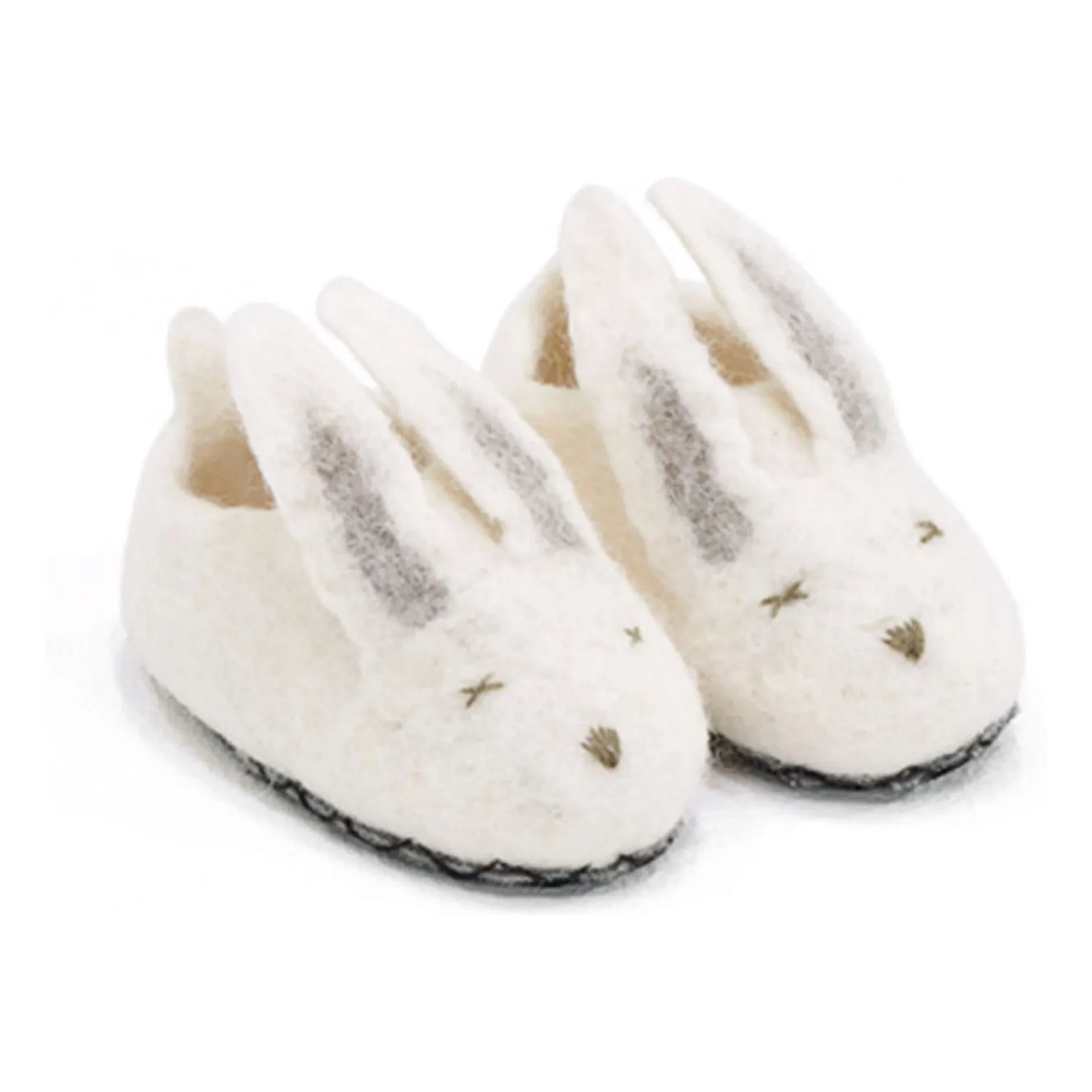Muskhane - Felt and leather rabbit slippers | Ecru