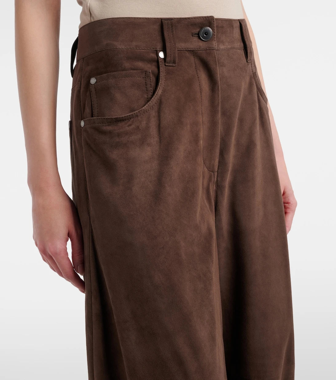 Brunello Cucinelli - Suede wide-leg pants
