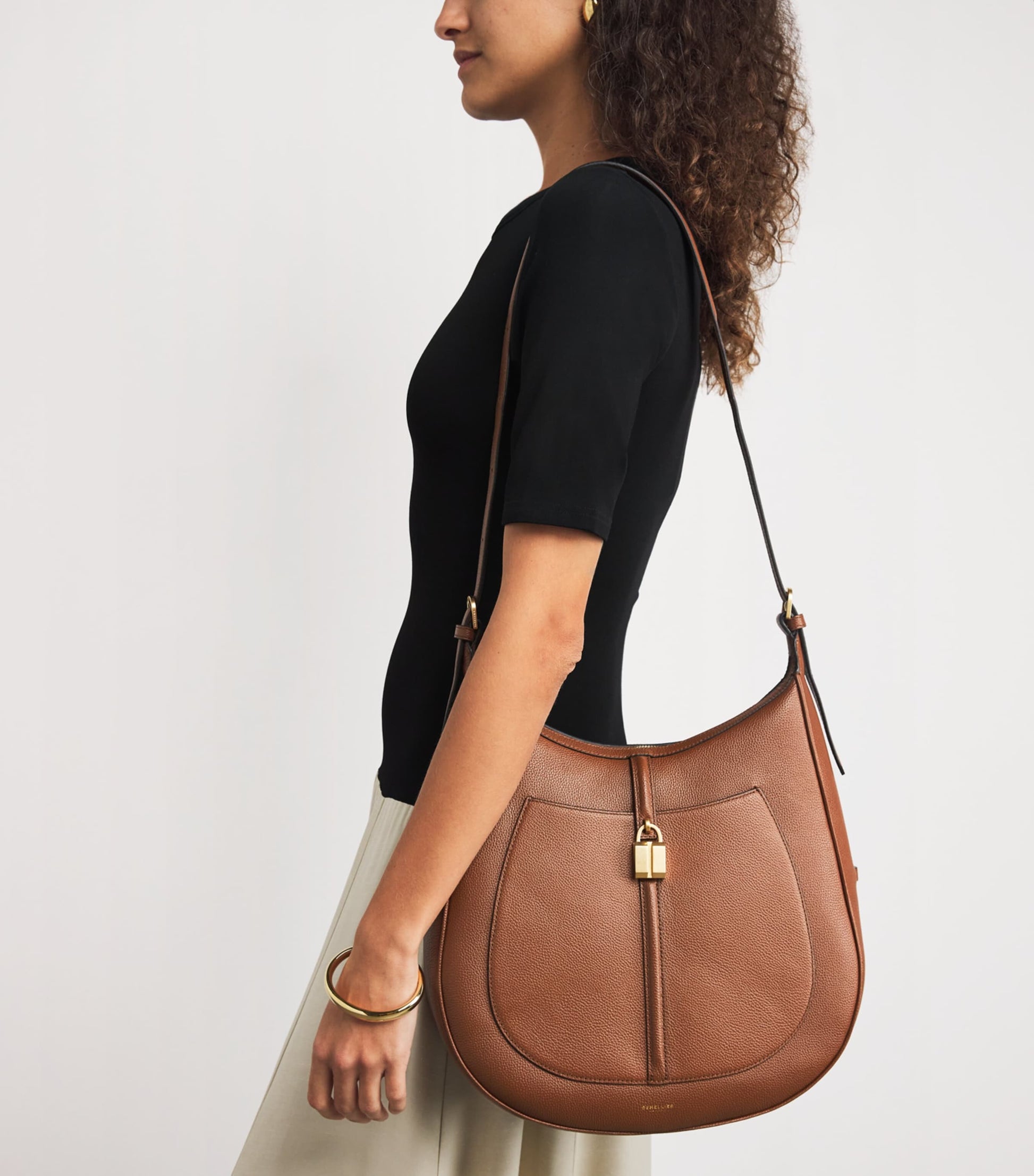 Demellier Beige Small Leather Siena Shoulder Bag