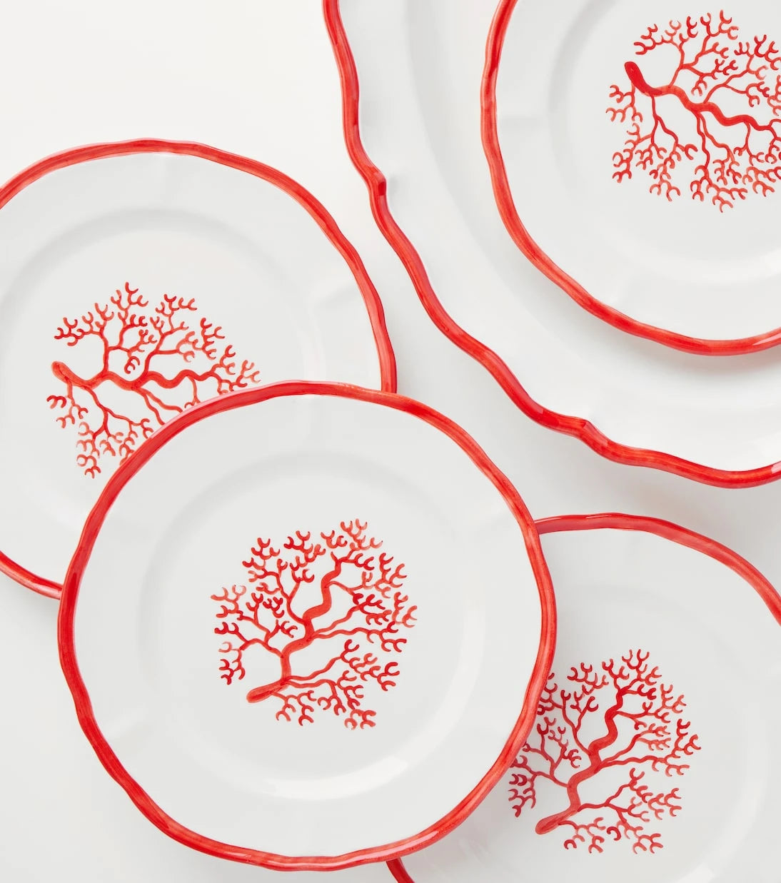 Les-Ottomans - Coral set of 4 ceramic dinner plates