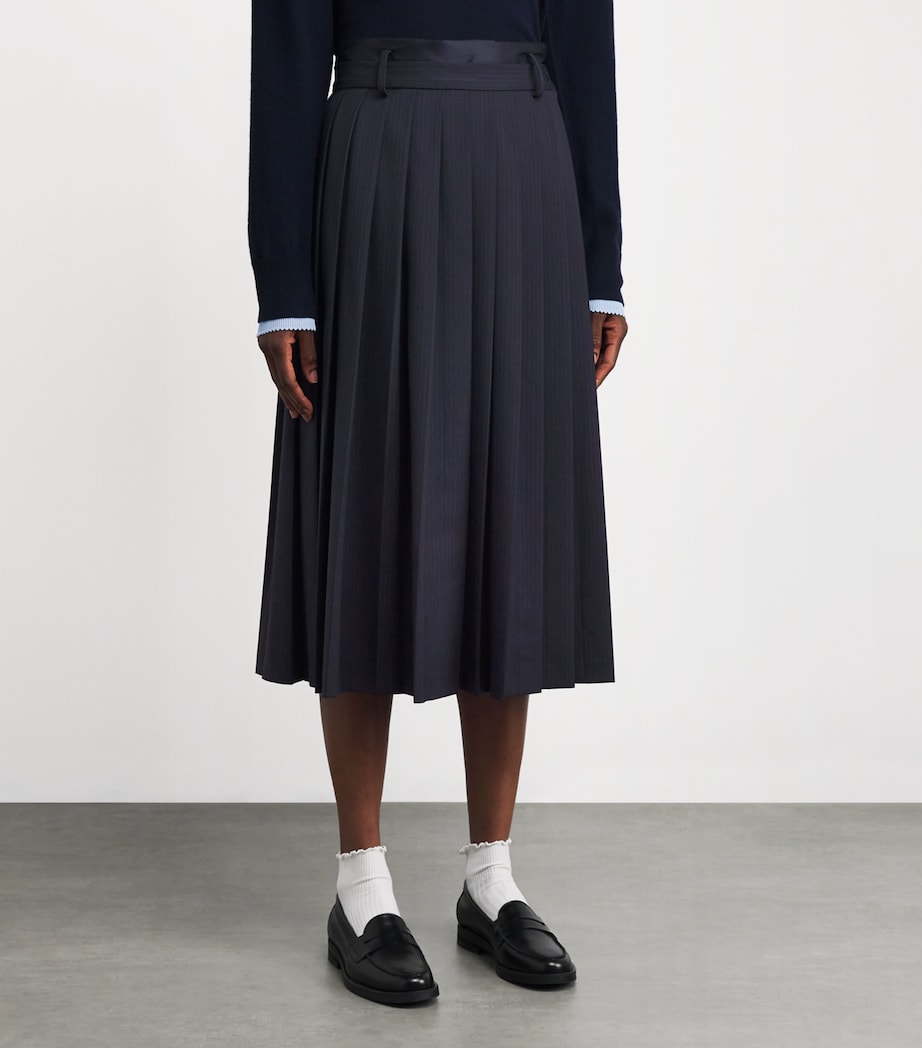 Wool-Blend Pleated Midi Skirt NAVY BLUE