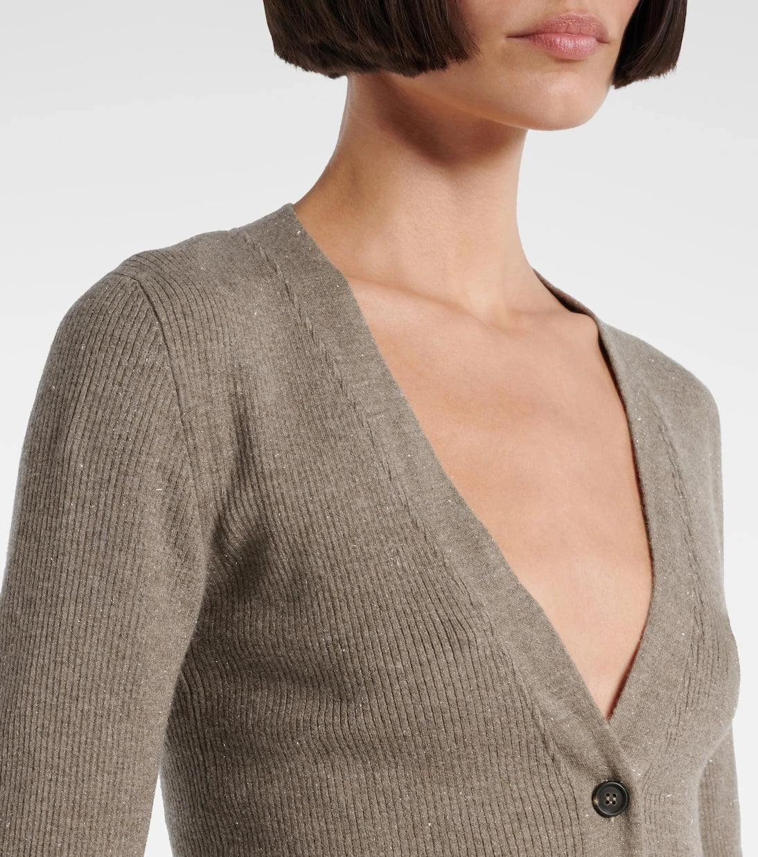 Brunello Cucinelli - Ribbed-knit lamé cardigan