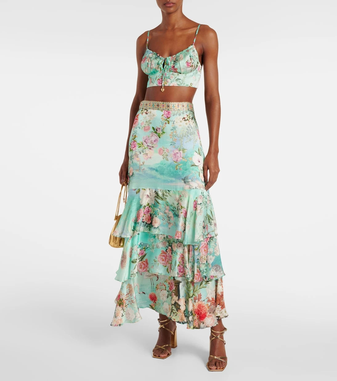 Camilla - Ruffled tiered silk maxi skirt