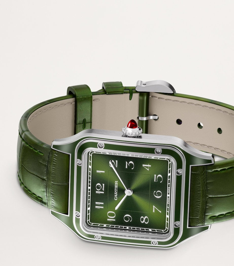 Cartier Large Platinum and Ruby Santos-Dumont Watch 43.5mm