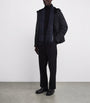 Yves Salomon Navy Down Waterproof Shearling-Lined Short Parka