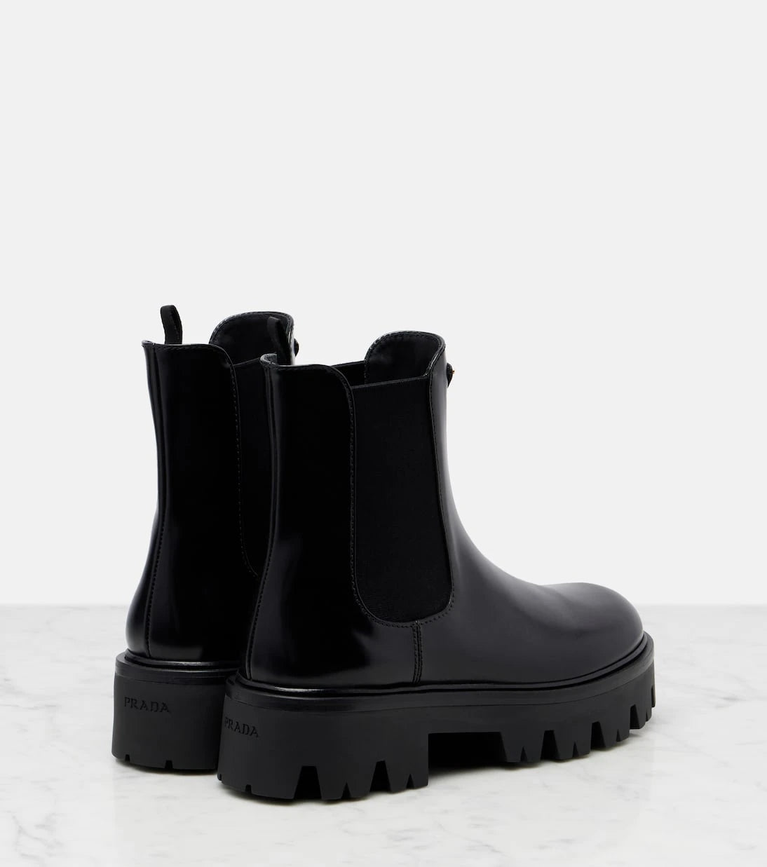 Prada - Logo leather platform Chelsea boots