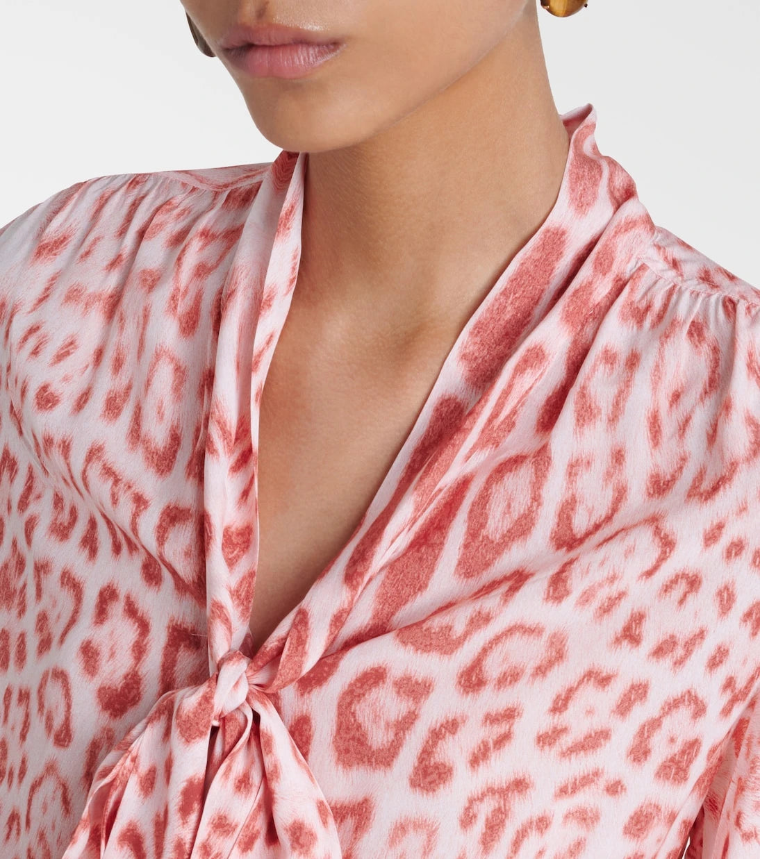 Roberto Cavalli - Leopard-print tie-neck jersey blouse