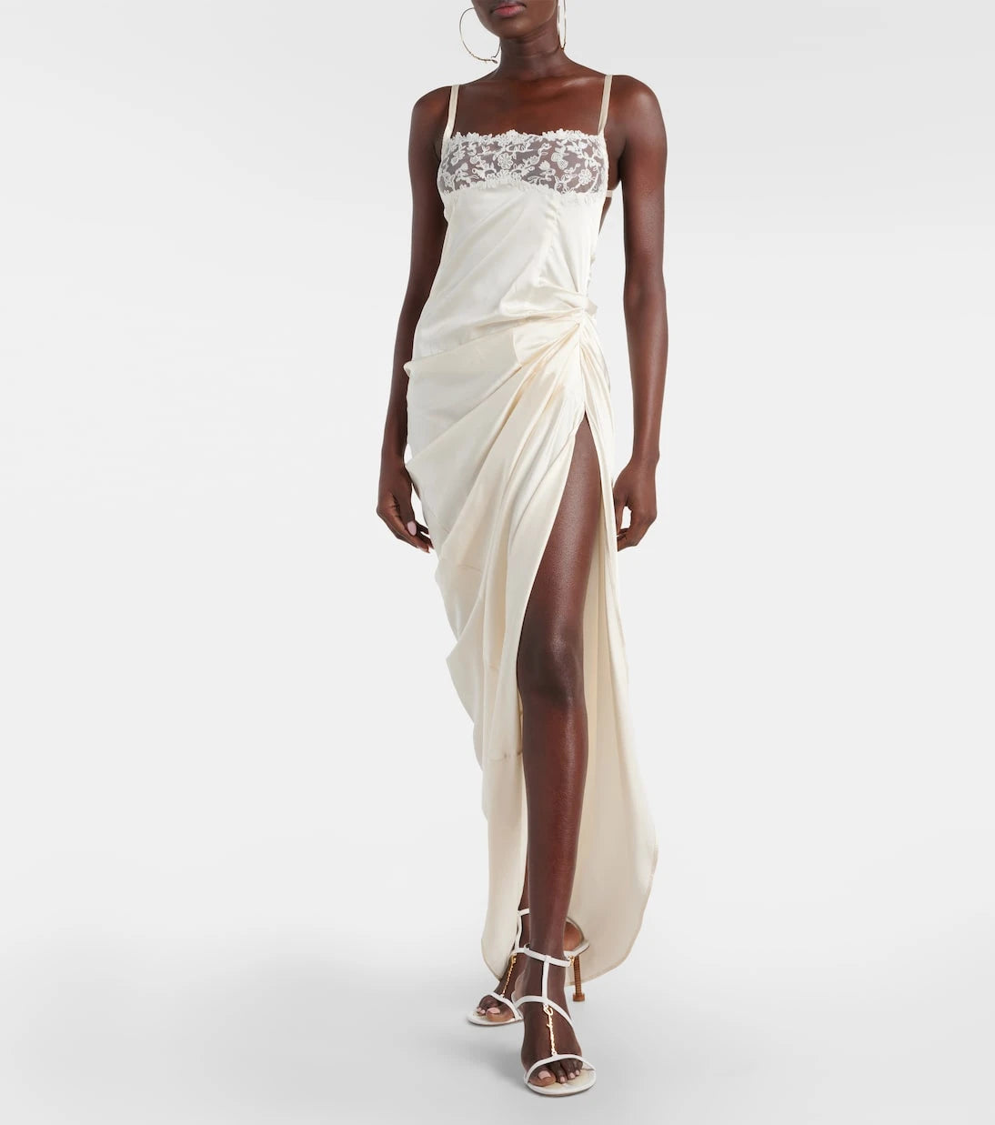 Jacquemus - La Saudade Brodée satin slip dress