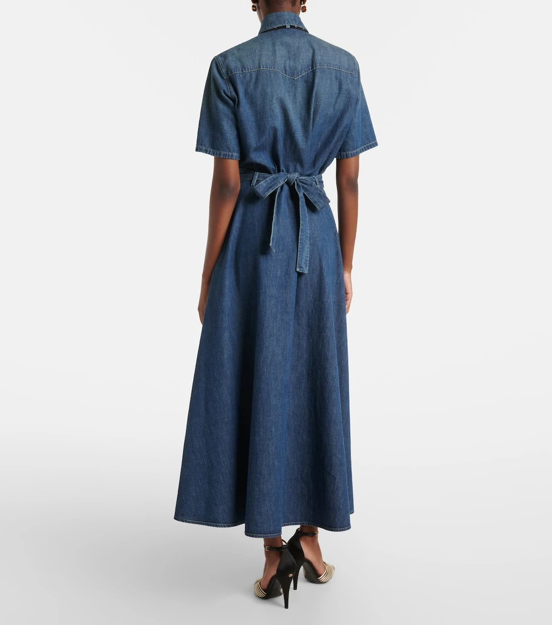 Valentino - Belted denim polo dress