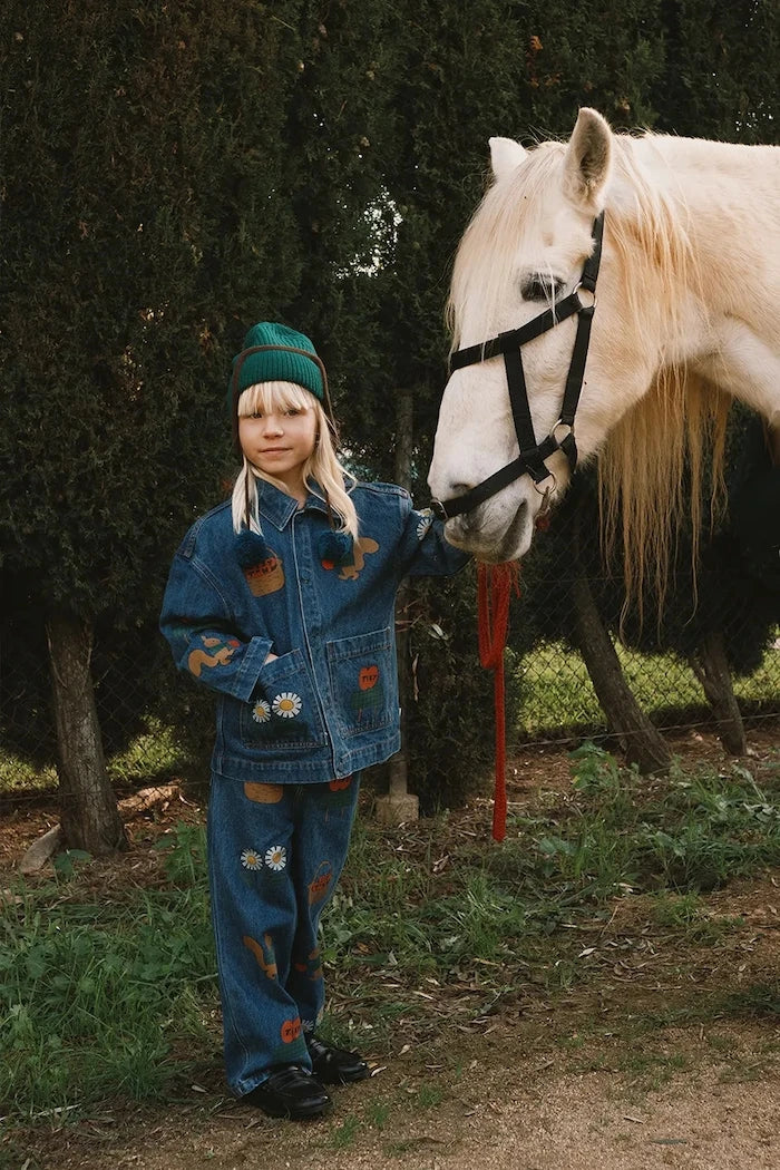 Çocuklar için straight jean TINY APPLES DENIM PANT