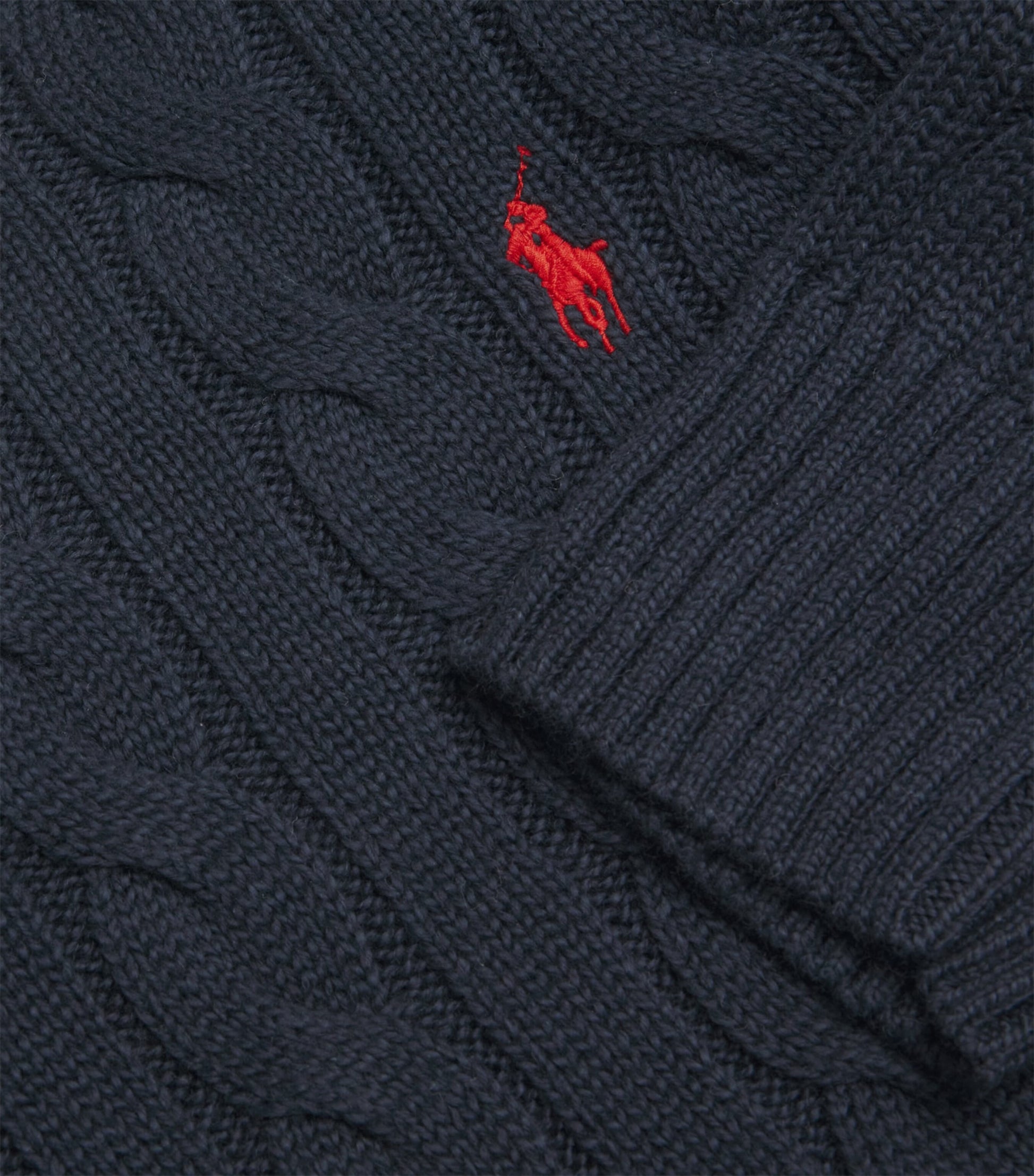 Navy Cotton Cable-Knit Sweater