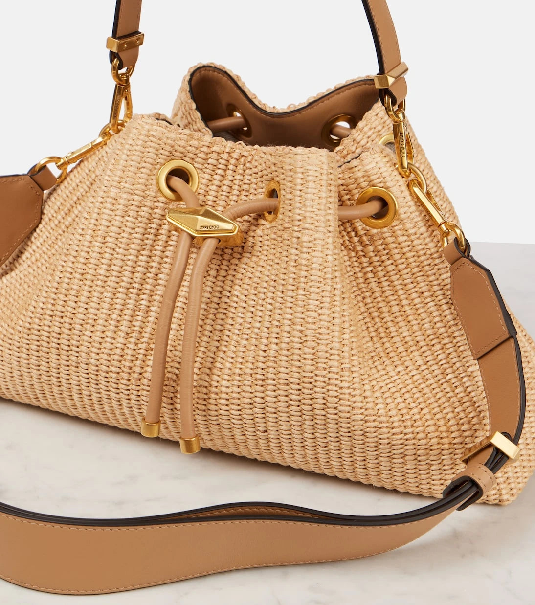 Jimmy Choo - Cinch M raffia shoulder bag
