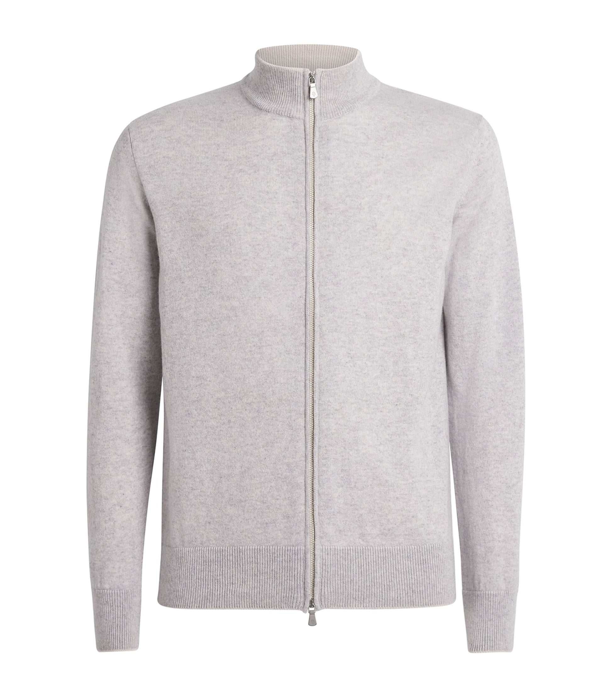 Eleventy Grey Cashmere Zip-Up Sweater