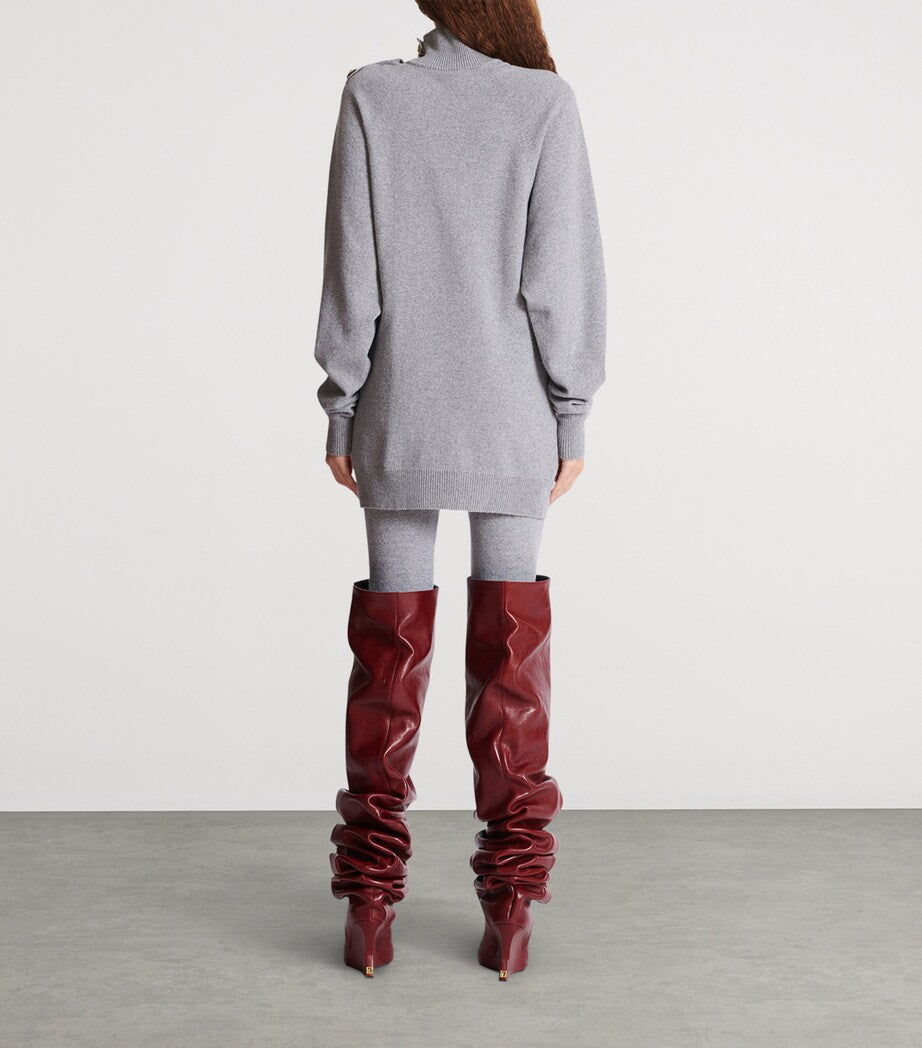 Grey Cashmere-Virgin Wool Mini Sweater Dress