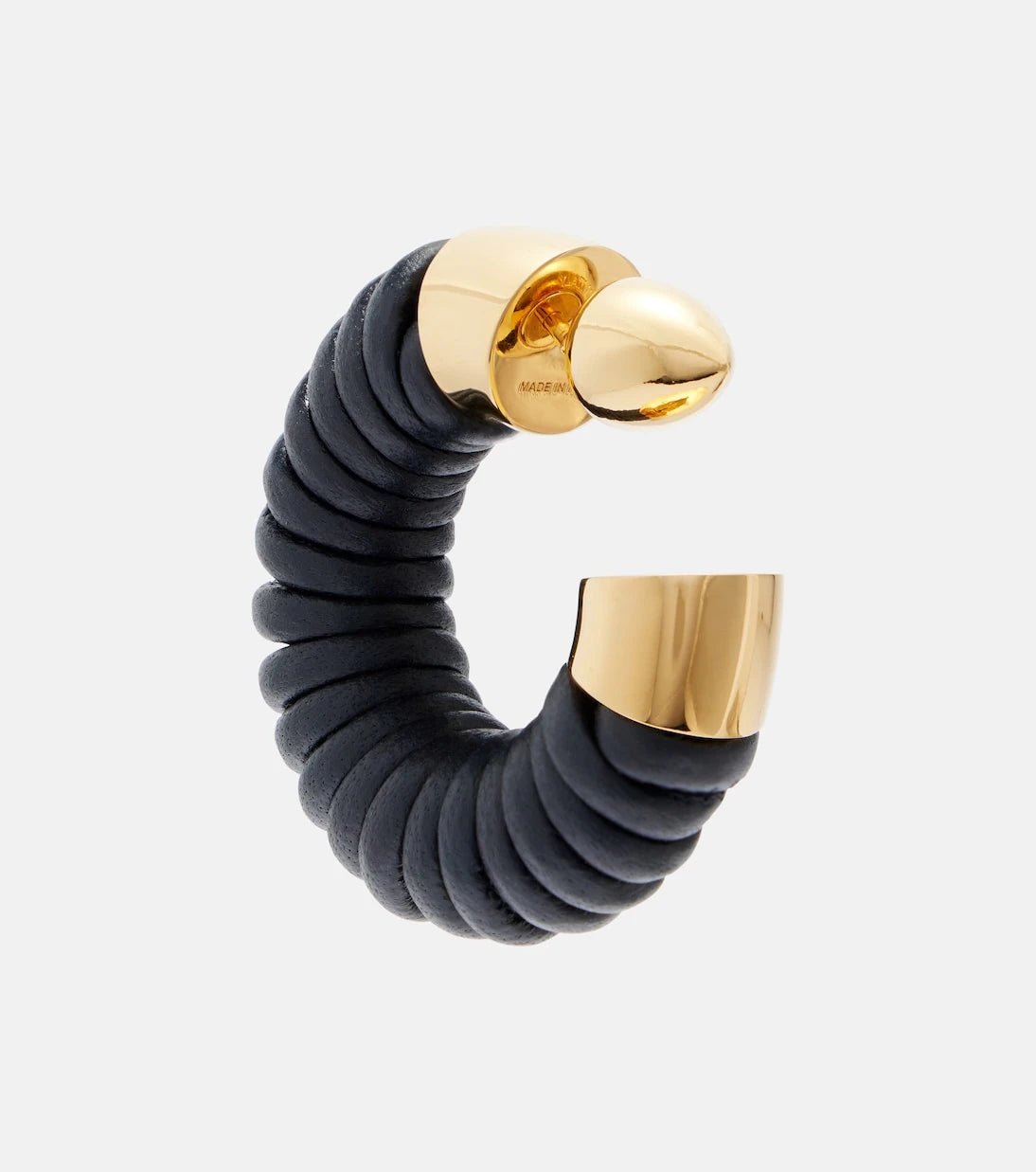 Alaïa - Bobine leather-trimmed hoop earrings