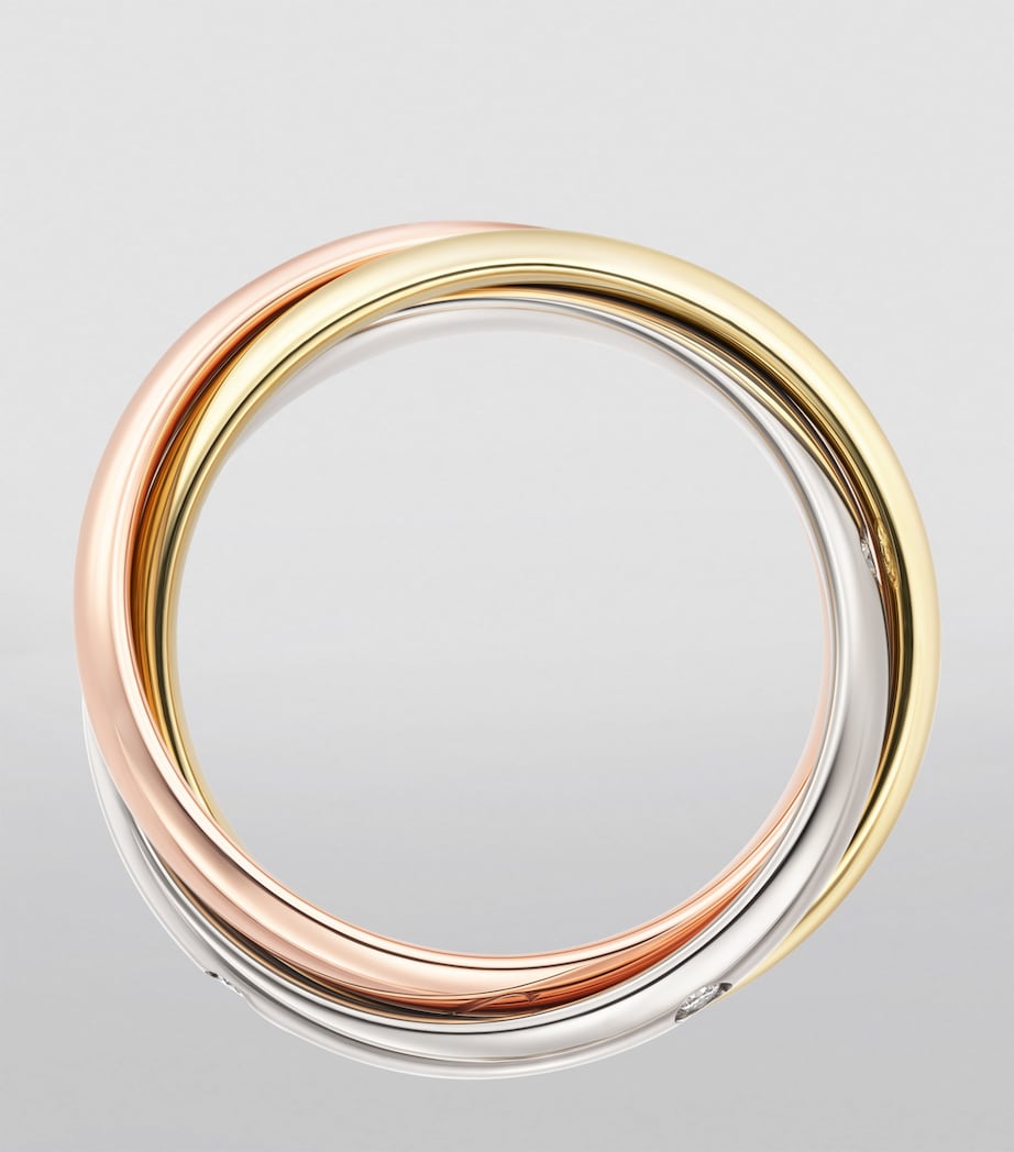 Medium White, Yellow, Rose Gold and Diamond Trinity Ring