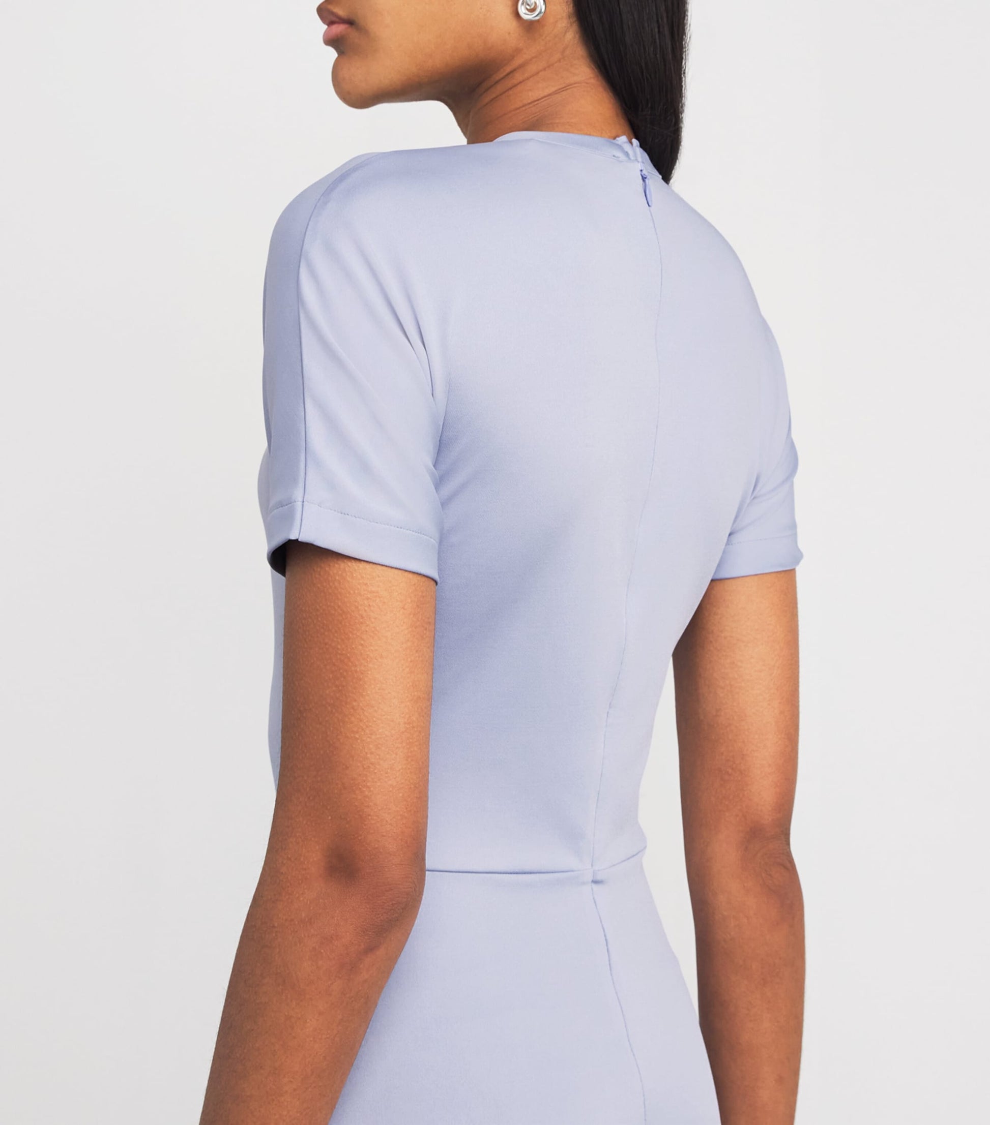 Victoria Beckham Purple Gathered Waist Midi Dress