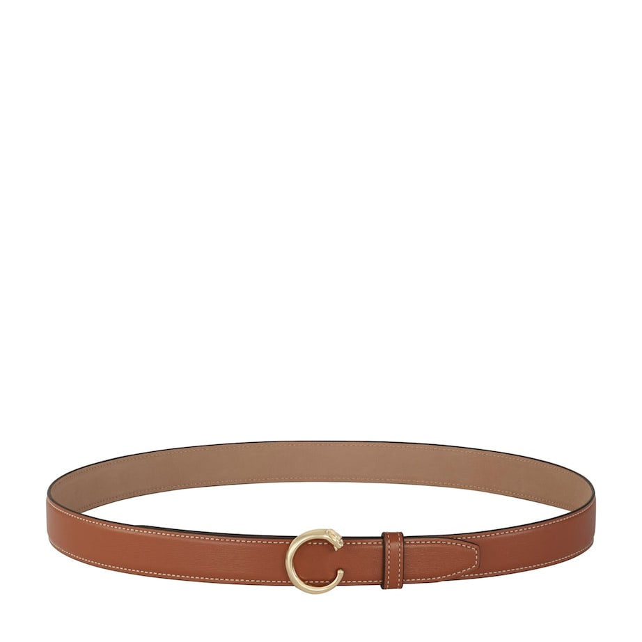Brown Small Leather Panthère de Cartier Belt (75cm)