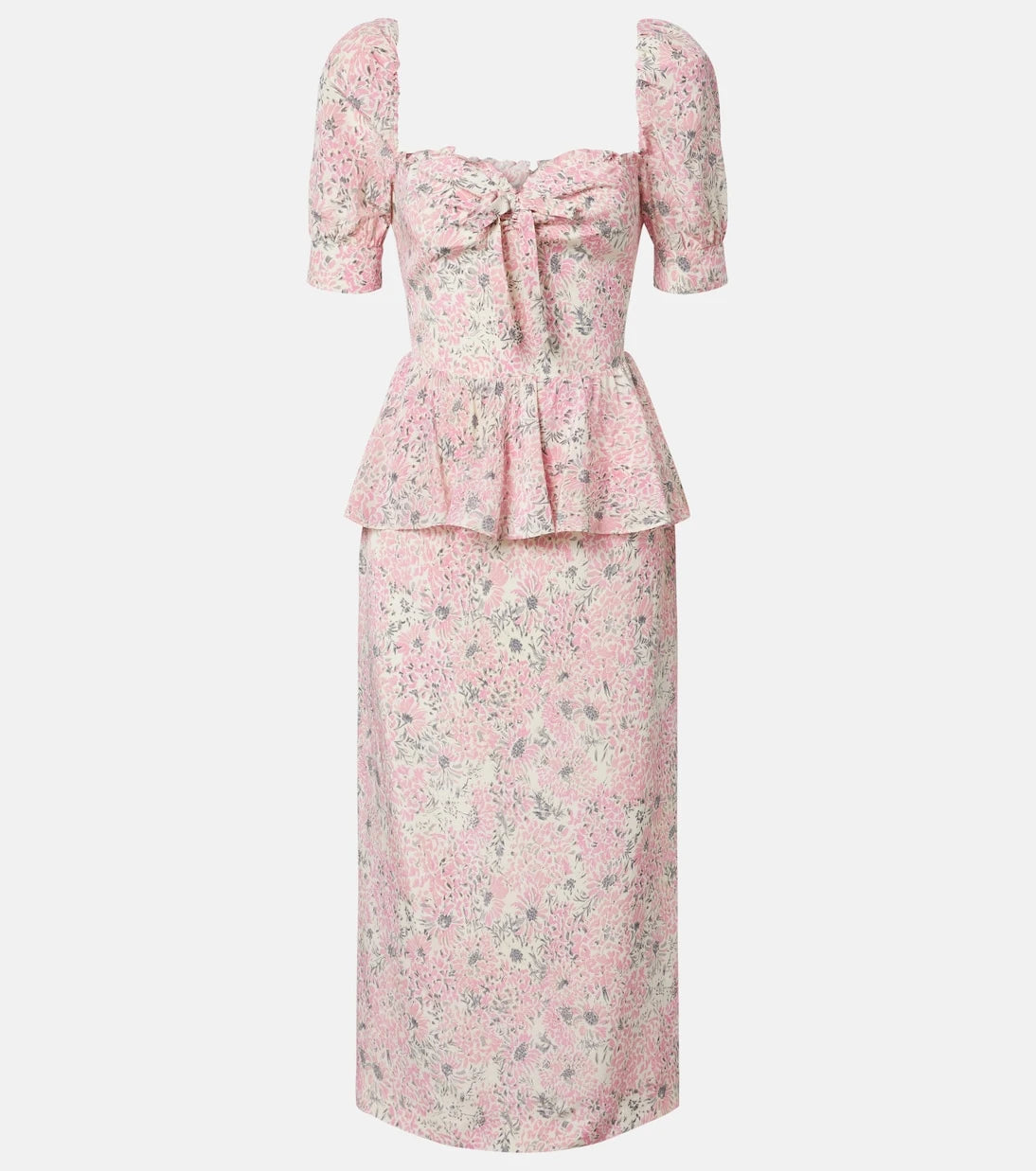 Alessandra Rich - Floral peplum silk midi dress