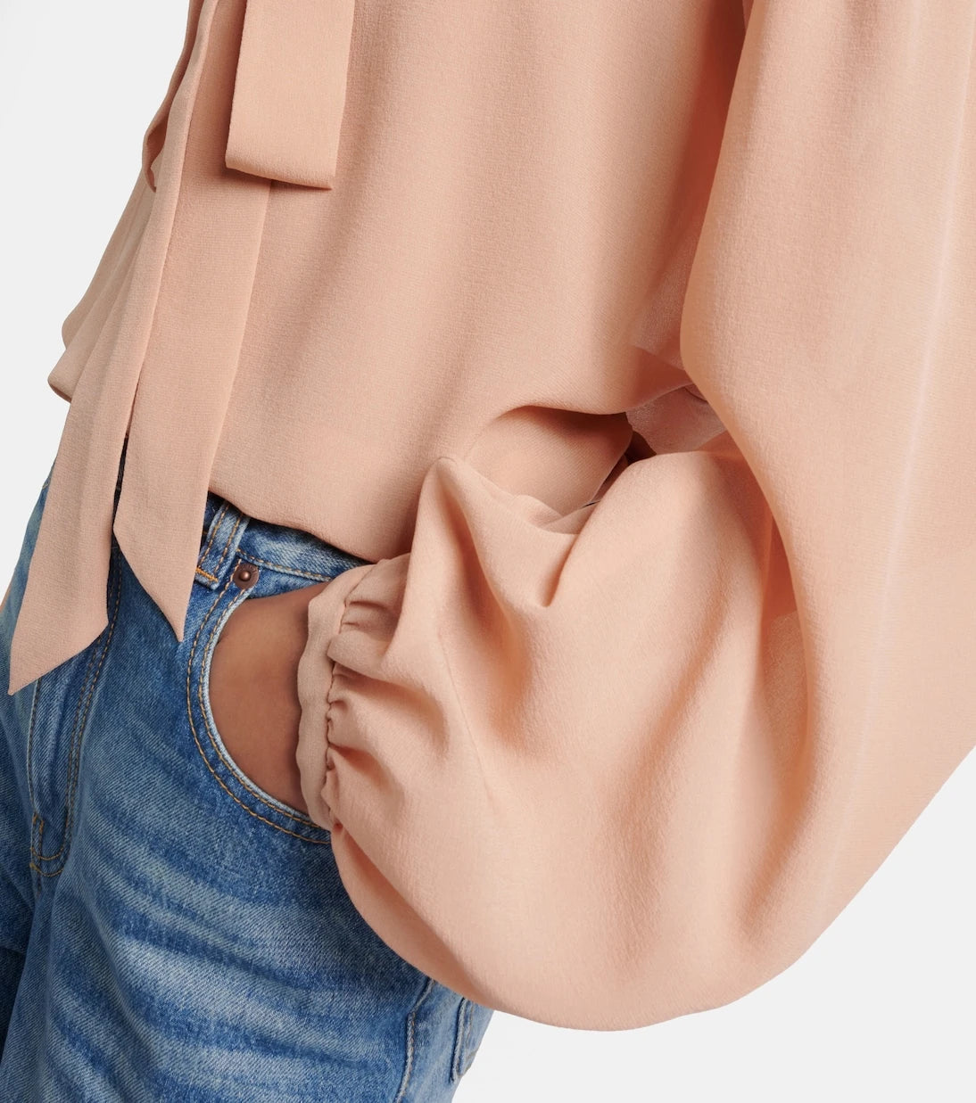 Chloé - Lace-trimmed tie-neck silk blouse