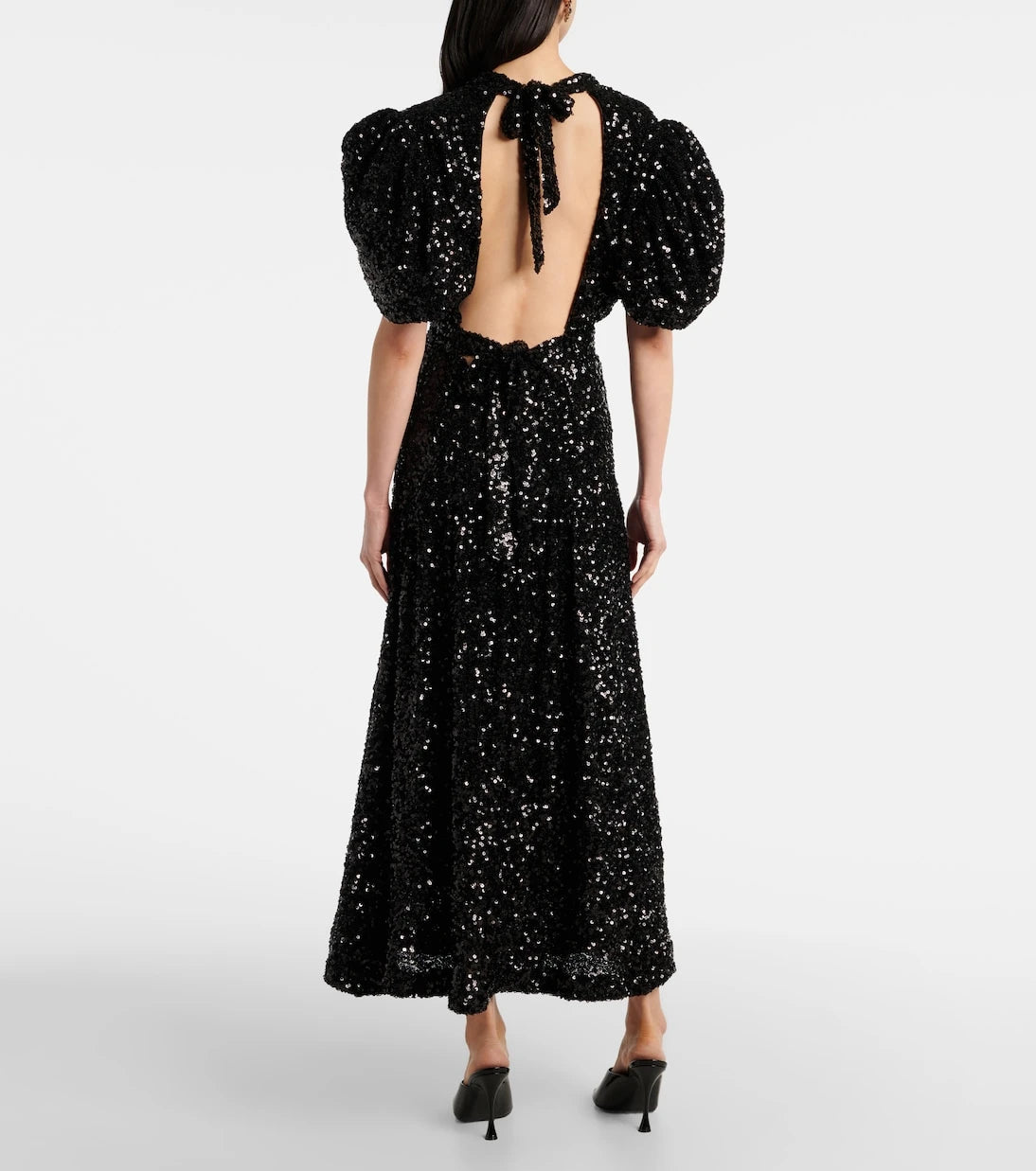 Rotate - Sequined puff-sleeve midi dress
