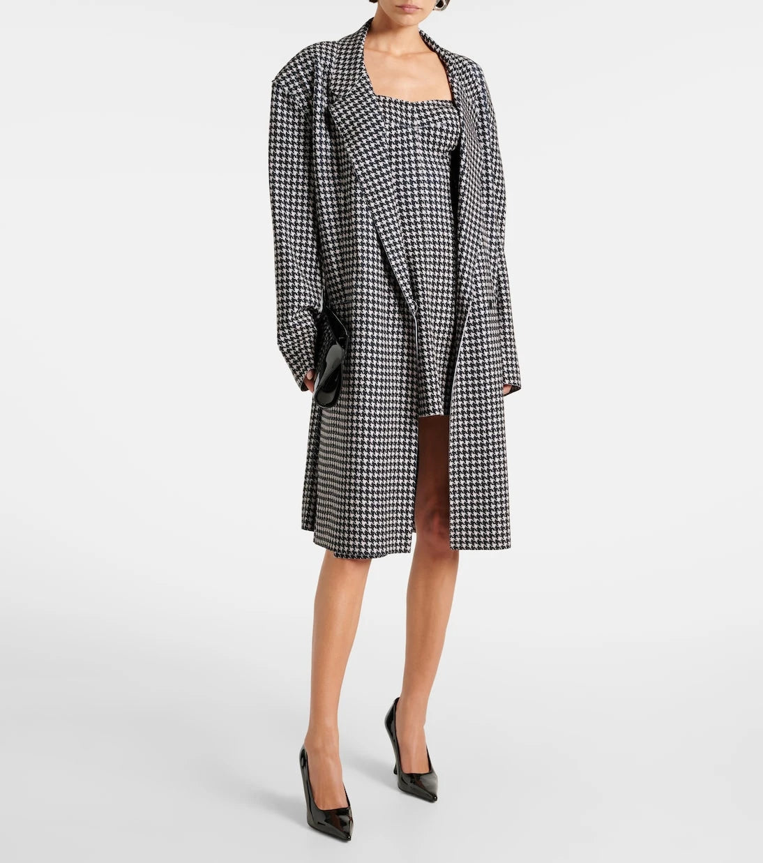 Norma Kamali - Double-breasted houndstooth coat