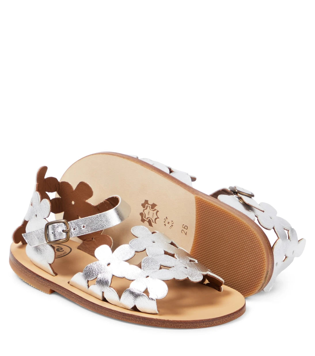 PèPè - Laminato floral metallic leather sandals