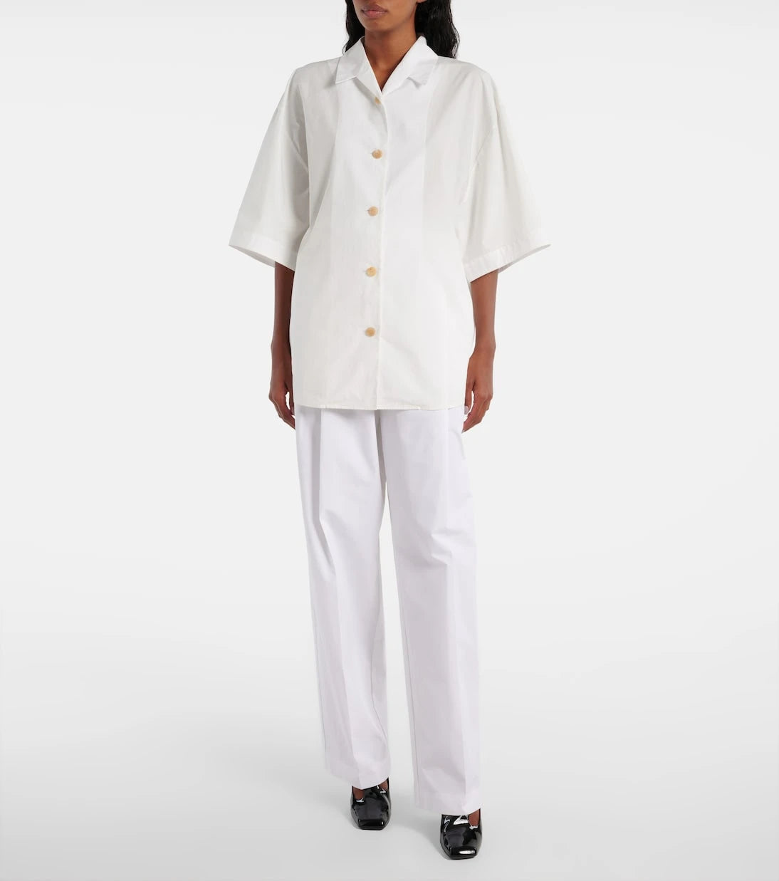 Khaite - Trenton cotton poplin wide-leg pants
