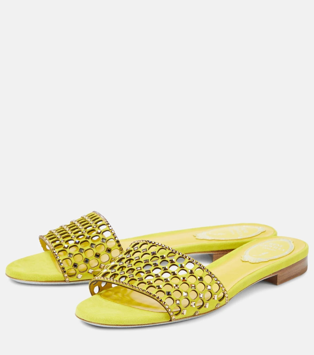Rene Caovilla - Crystal-embellished suede slides