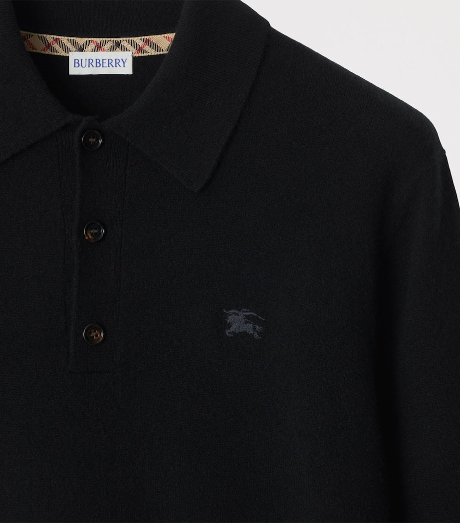 Burberry Black Cashmere EKD Polo Shirt