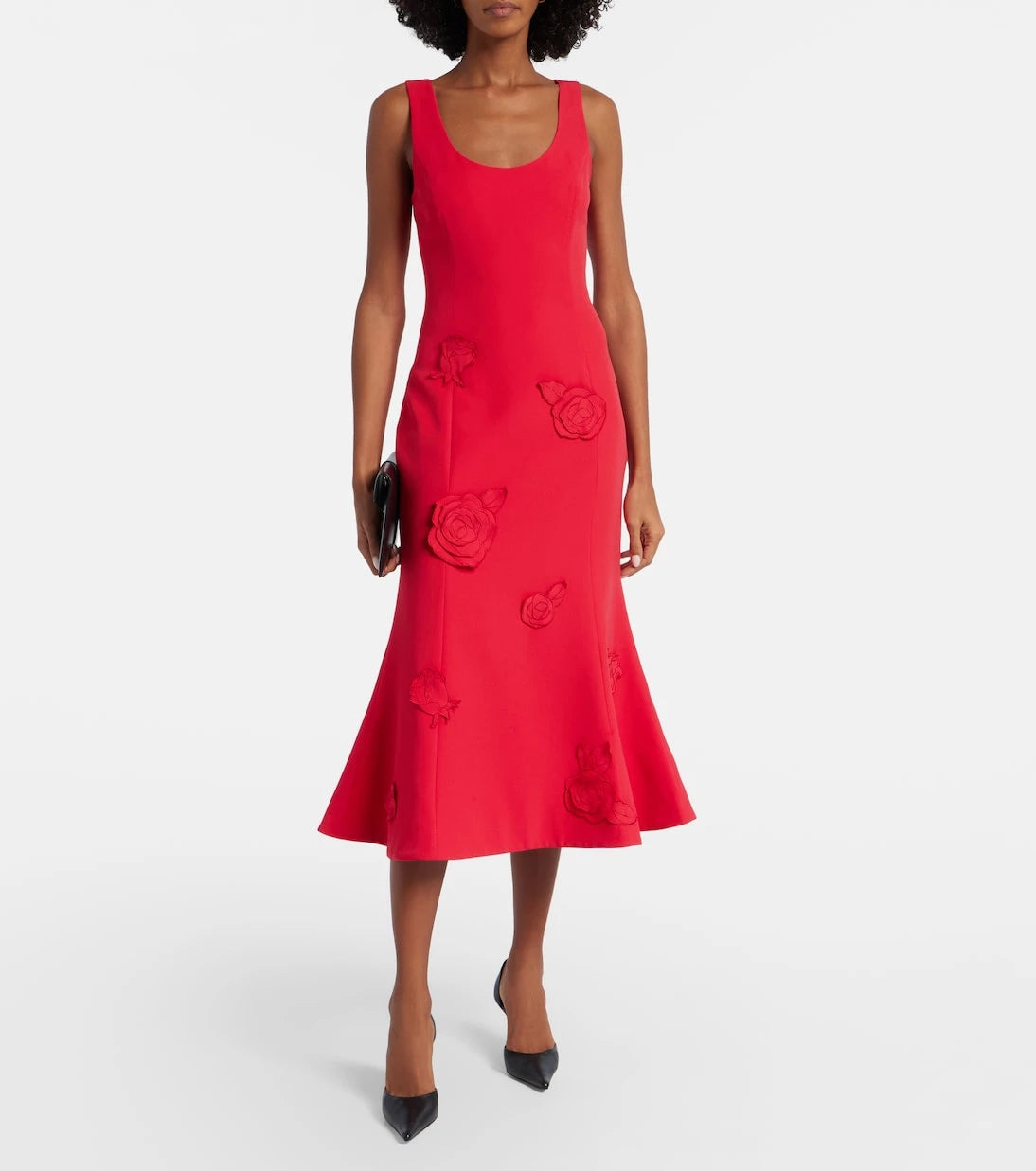 Leo Lin - Emily floral-appliqué midi dress