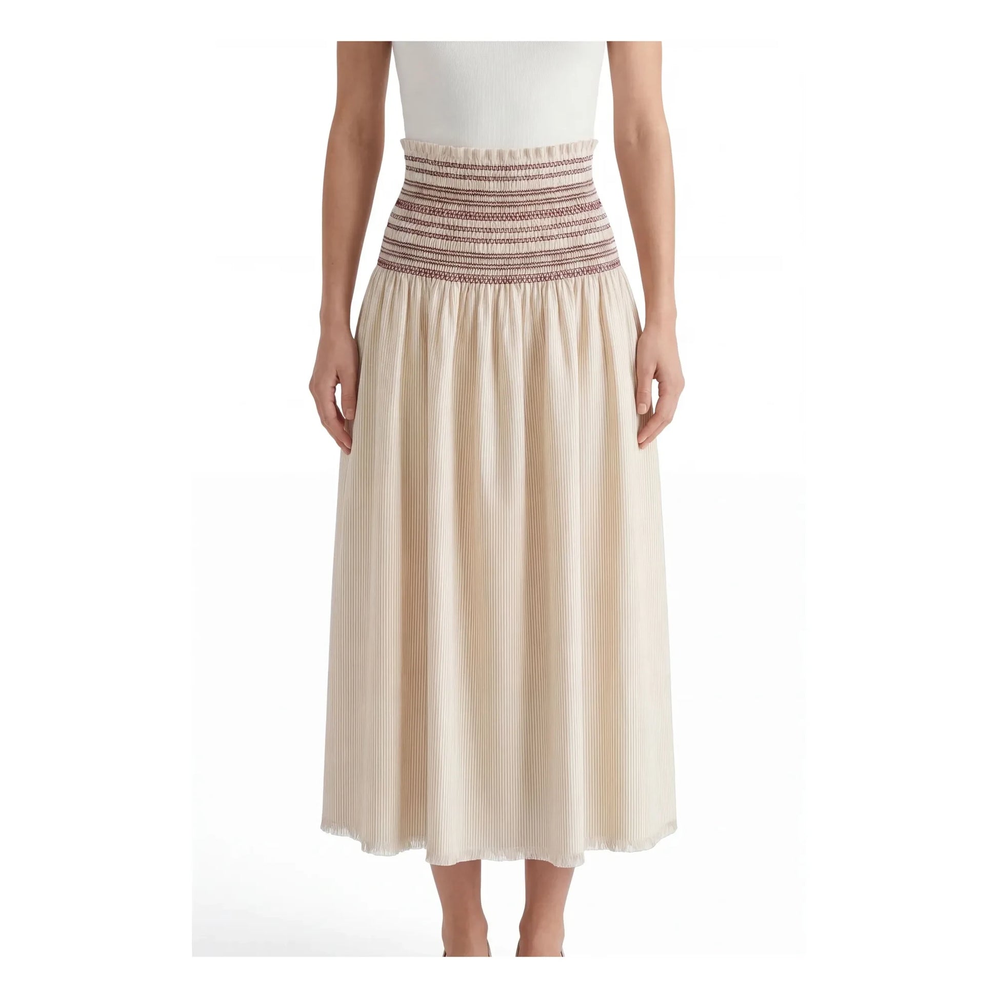 Hod - Aurore Cotton Smocked Skirt | Cream