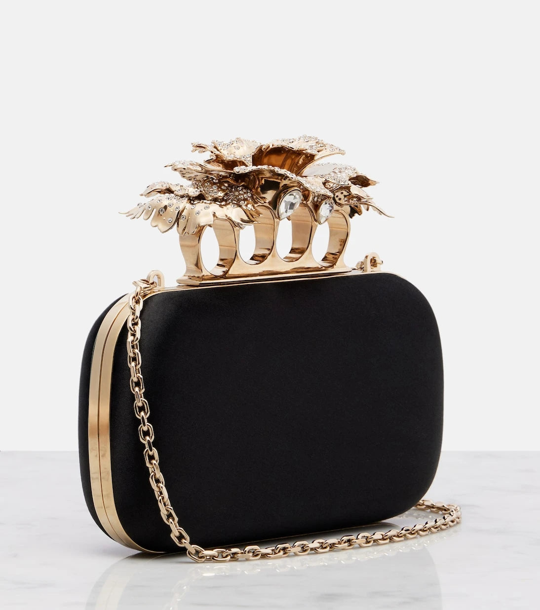 McQueen - Carnation Knuckle satin clutch