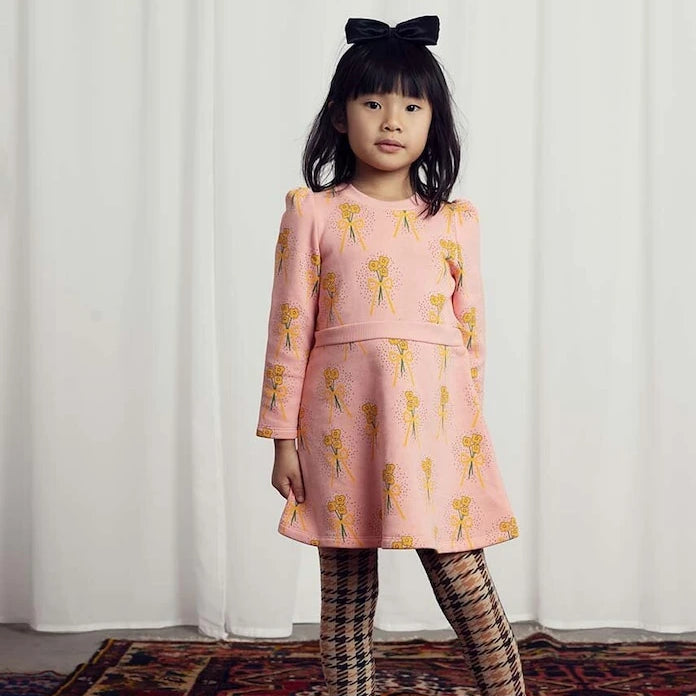 Детска памучна рокля Mini Rodini Winter flowers