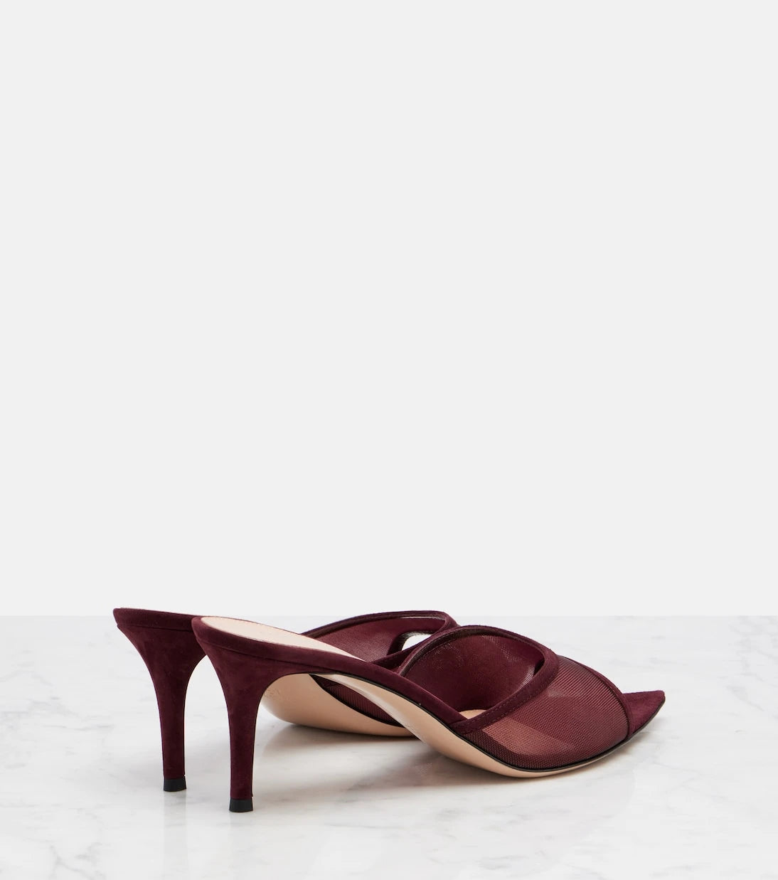 Gianvito Rossi - Pointy 70 suede and organza mules