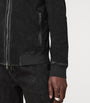 AllSaints Black Suede Kemble Bomber Jacket