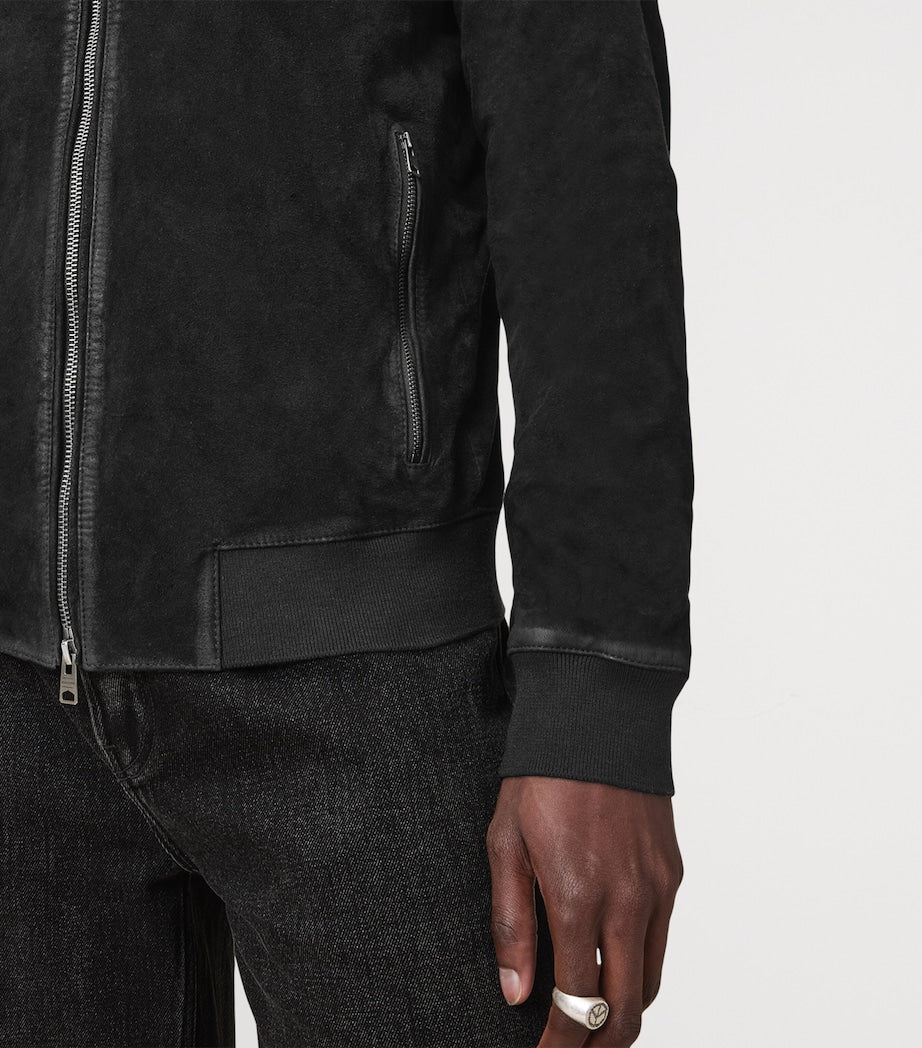 AllSaints Black Suede Kemble Bomber Jacket