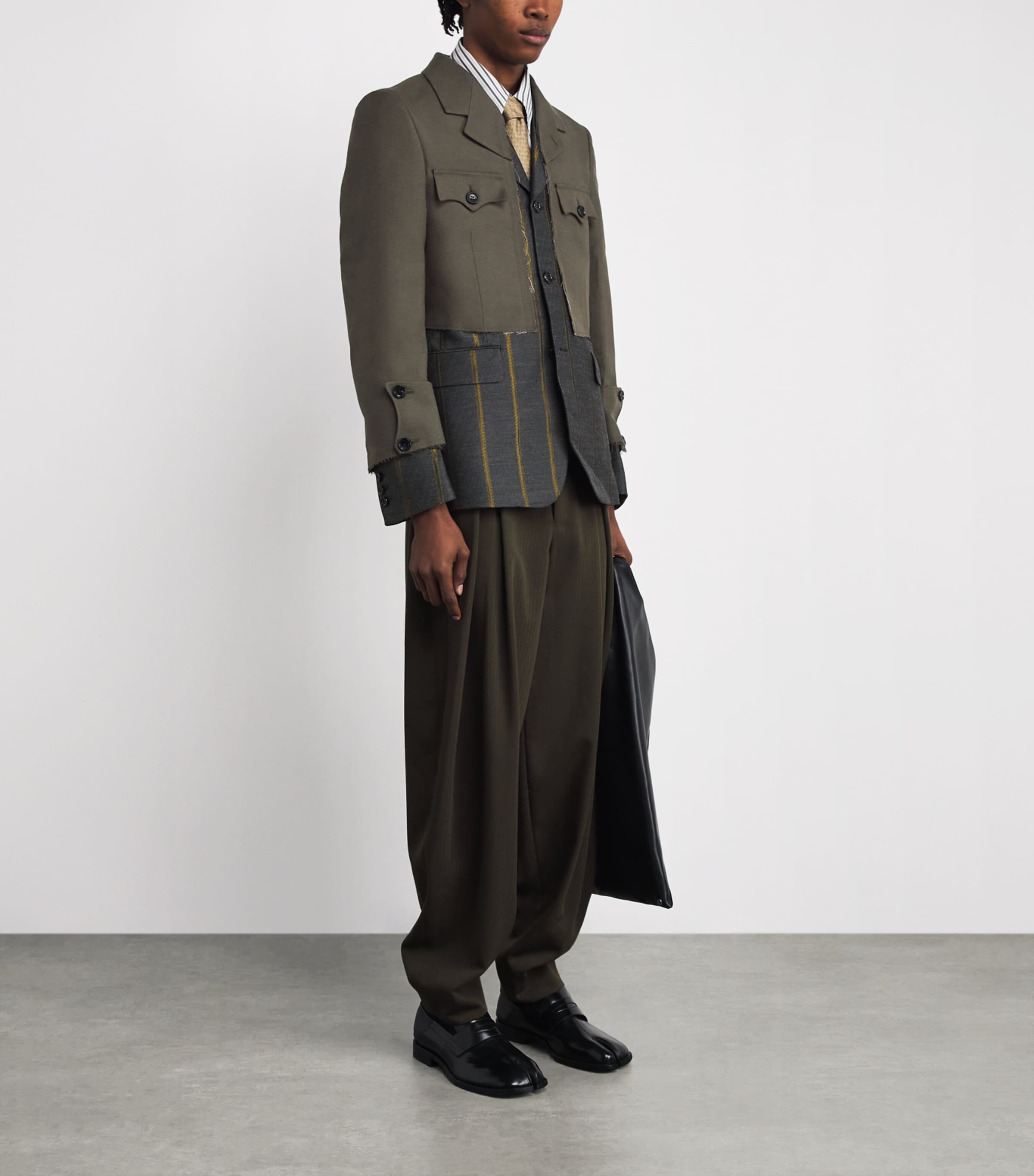 Comme Des Garçons Homme Plus Multi Deconstructed Stripe Military Blazer