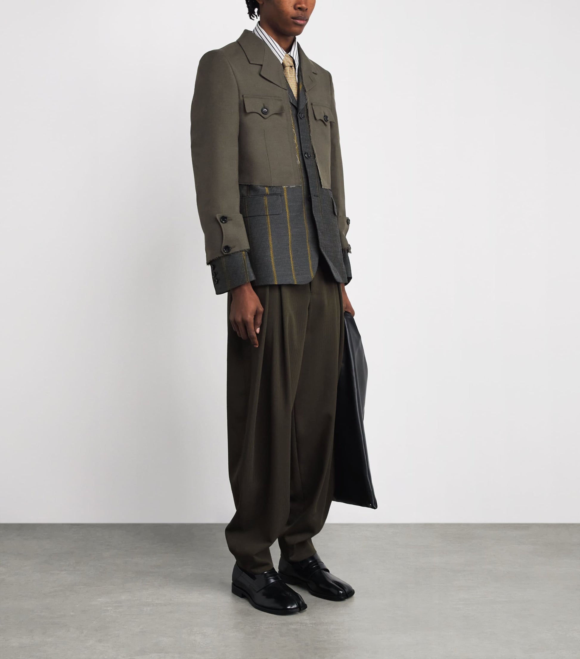 Comme Des Garçons Homme Plus Multi Deconstructed Stripe Military Blazer