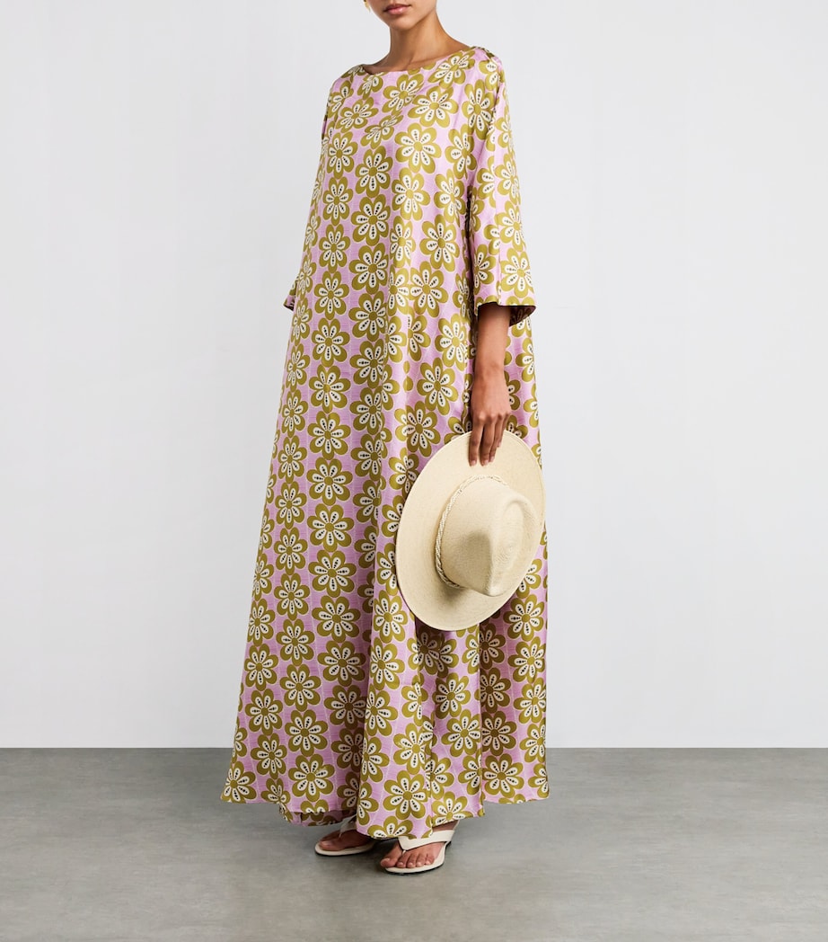 La Doublej Multi Floral Print Kaftan Maxi Dress
