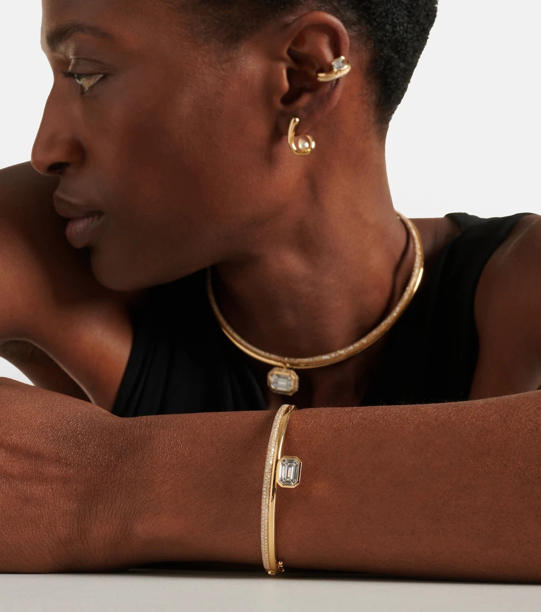 Shay Jewelry - 18kt gold bangle with diamonds