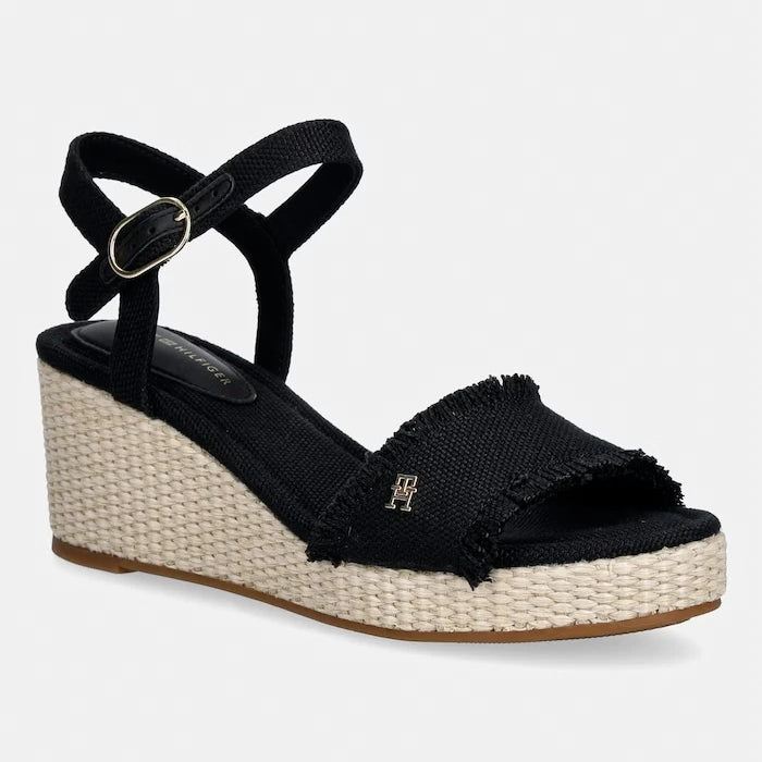 Tommy Hilfiger Topuklu Wedge Platform Sandalet MID WOVEN WEDGE ESPAD FRINGE