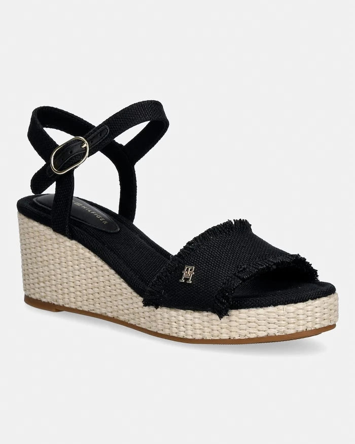Tommy Hilfiger Topuklu Wedge Platform Sandalet MID WOVEN WEDGE ESPAD FRINGE