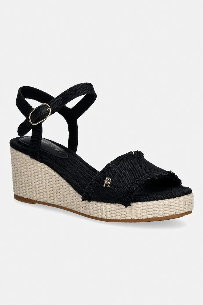 Tommy Hilfiger Topuklu Wedge Platform Sandalet MID WOVEN WEDGE ESPAD FRINGE