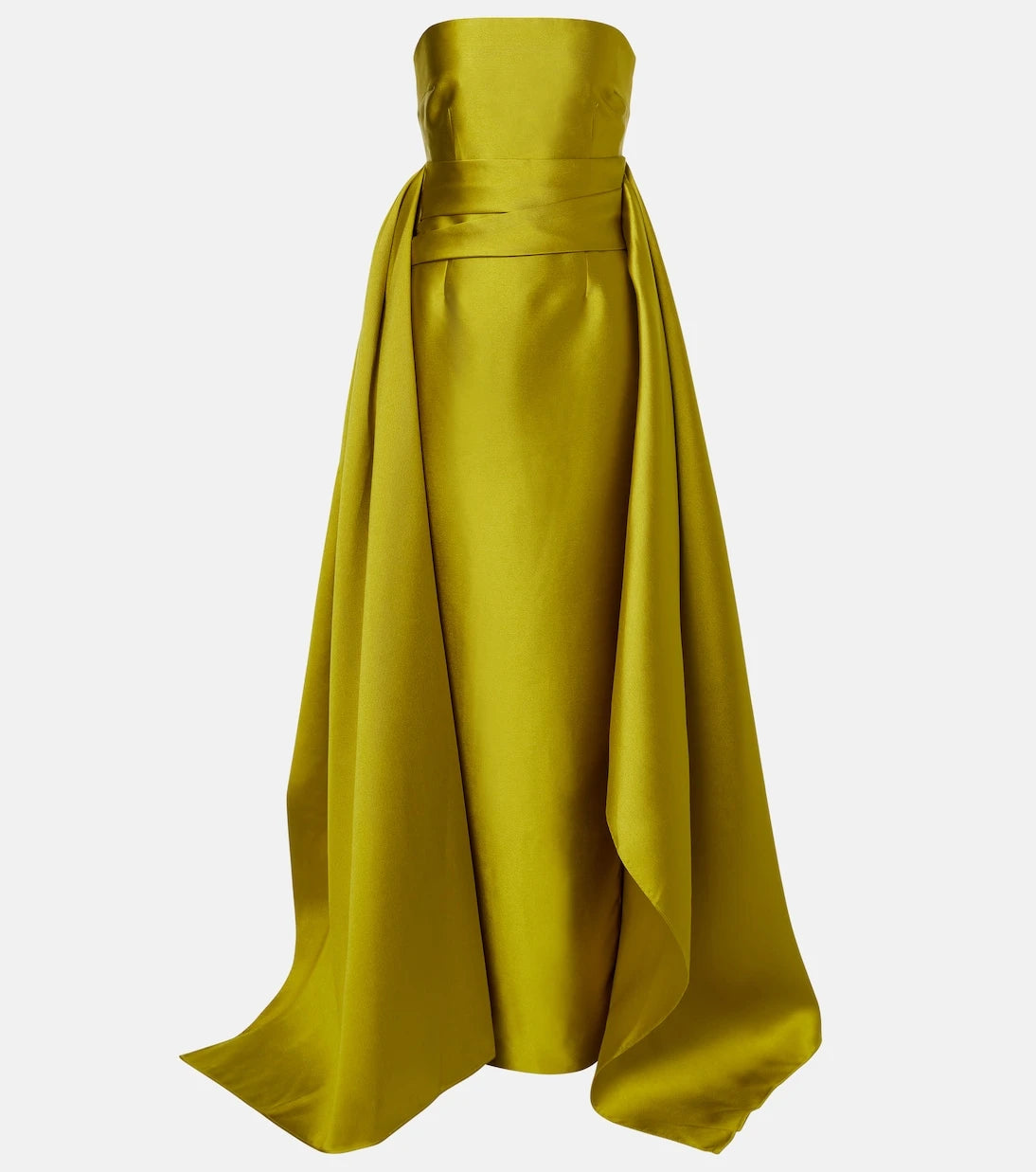 Solace London - Draped strapless satin gown