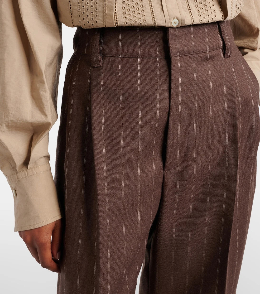 Brunello Cucinelli - Chalk stripe wool cropped flared pants