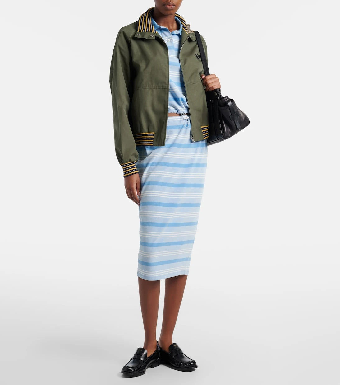 Prada - Striped cotton piqué pencil skirt